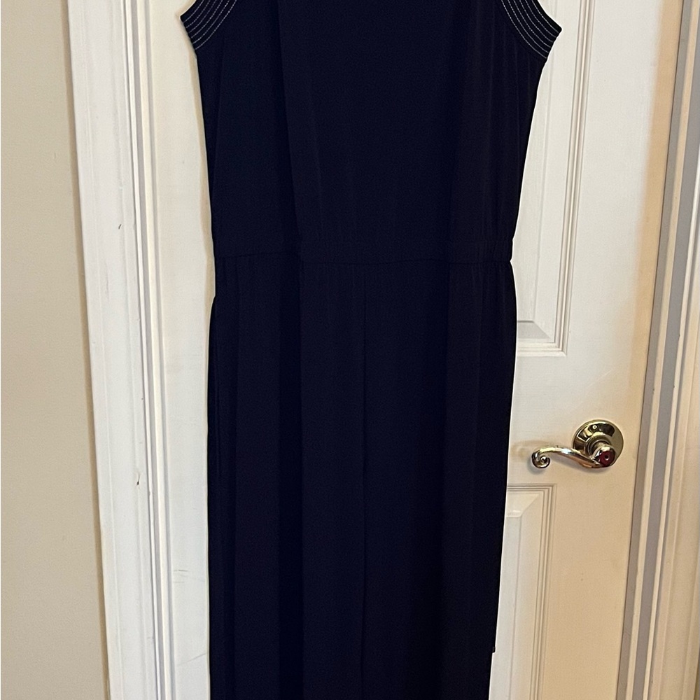 Michael Kors Deep Navy Blue Sheath Jumpsuit Halter Sleeveless Cocktail